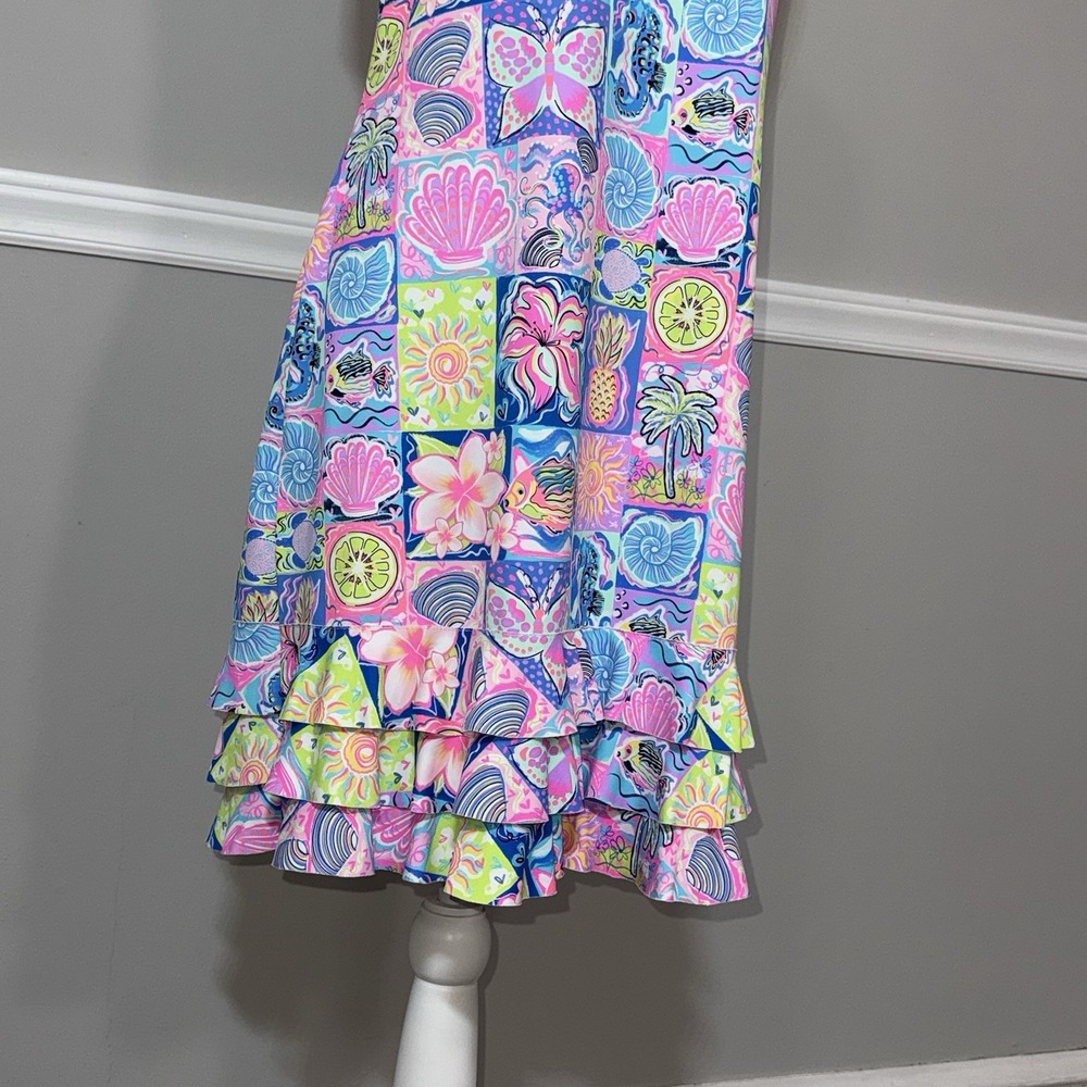 Lulu-B Moma Ruffle Hemline Sleeveless Dress Sz MD Cruise Resort UPH 50 Stretch - Picture 4 of 12